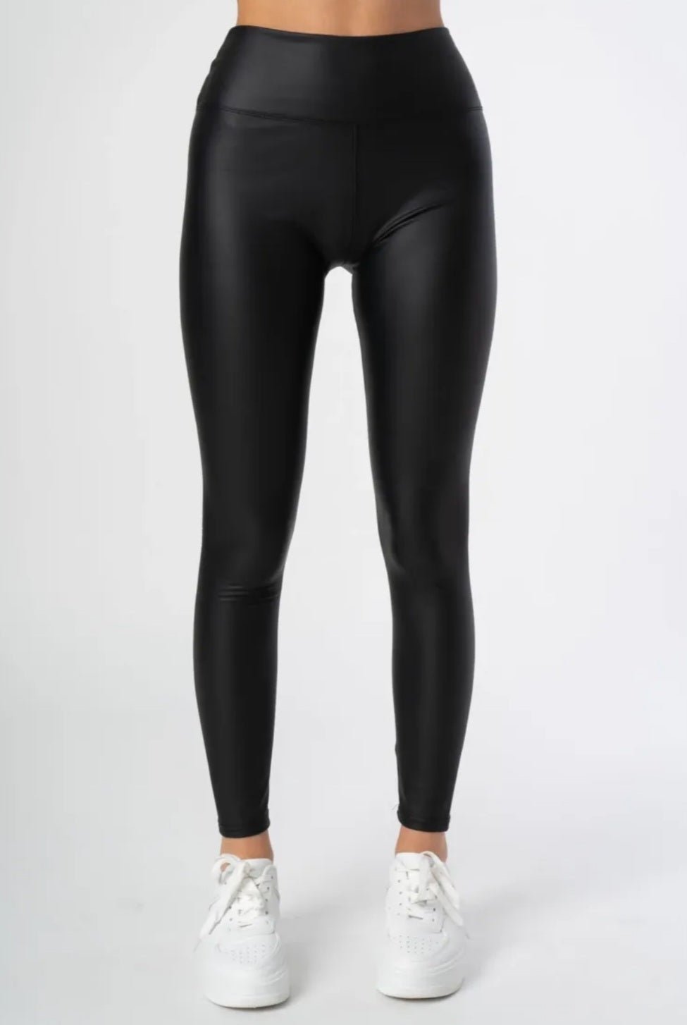 Lederlook Leggings schwarz - Kleidezeit