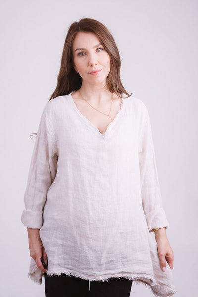 Linen Bluse Beige - Kleidezeit