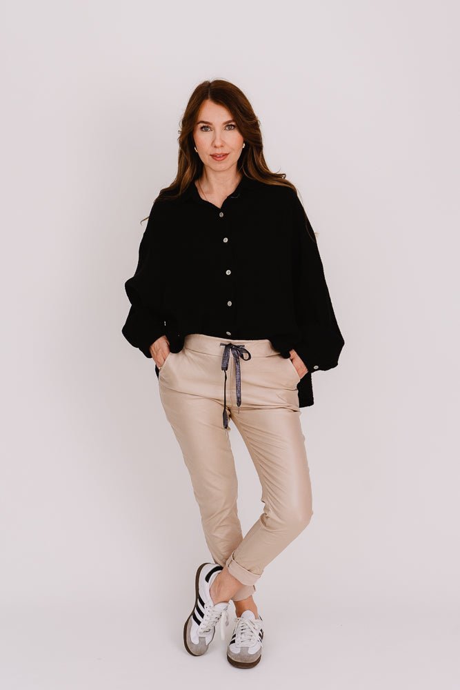 Musselinbluse black - Kleidezeit